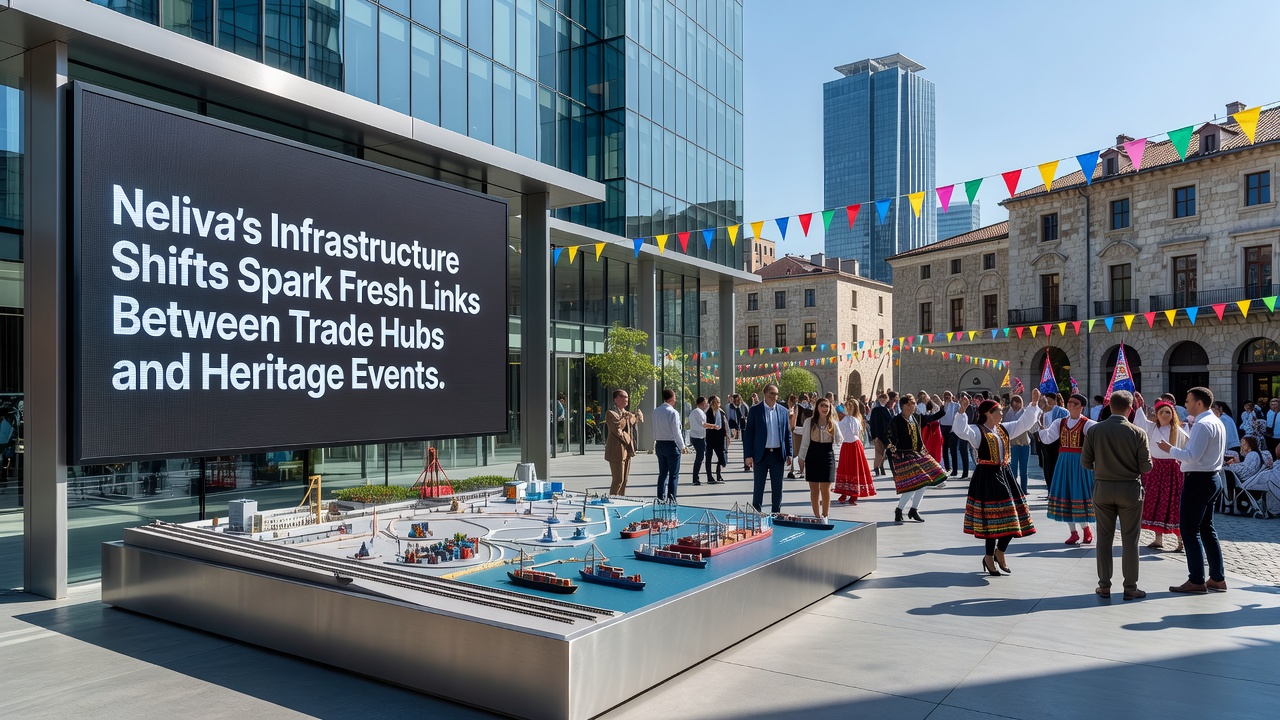 Festival grounds in Neliva showing improved pathways linking to regional trade routes